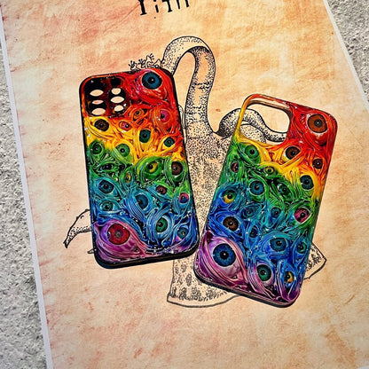 Rainbow Color Handmade 3D Eyeball Horror Phone Case