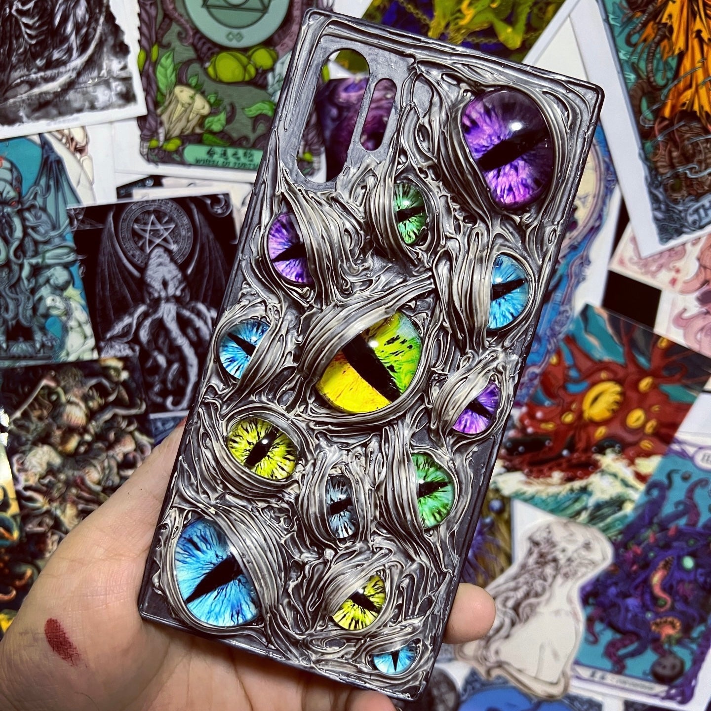 3D Silver Eyeball Horror Handmade Phone Case