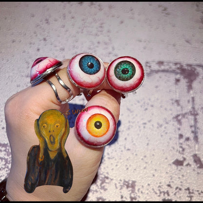 Red Blooded Eyeball Gothic Handmade Horror Ring