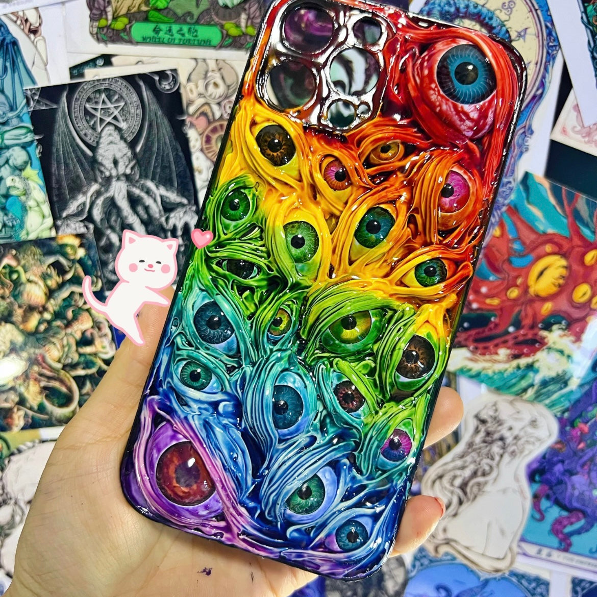 Rainbow Color Handmade 3D Eyeball Horror Phone Case