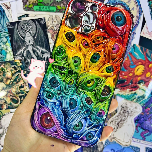 Rainbow Color Handmade 3D Eyeball Horror Phone Case