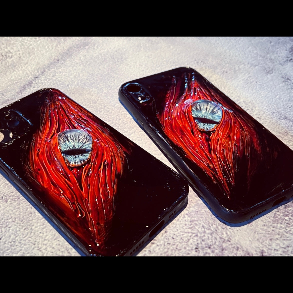 Gothic Red 3D Eyeball Handmade Horror Phone Case