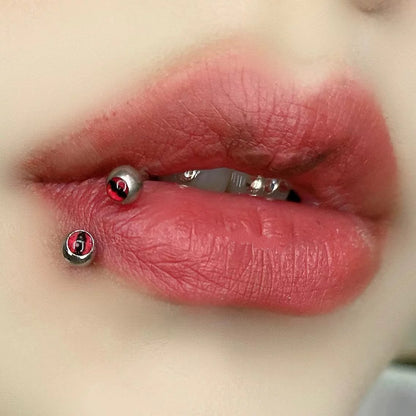 Gothic Cat's Eye Lip Ring Horseshoe Ring