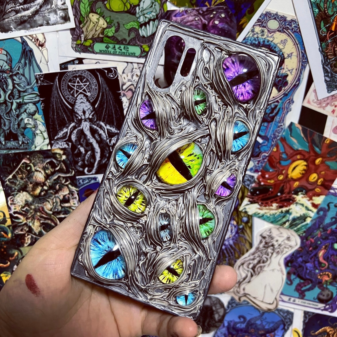 3D Silver Eyeball Horror Handmade Phone Case