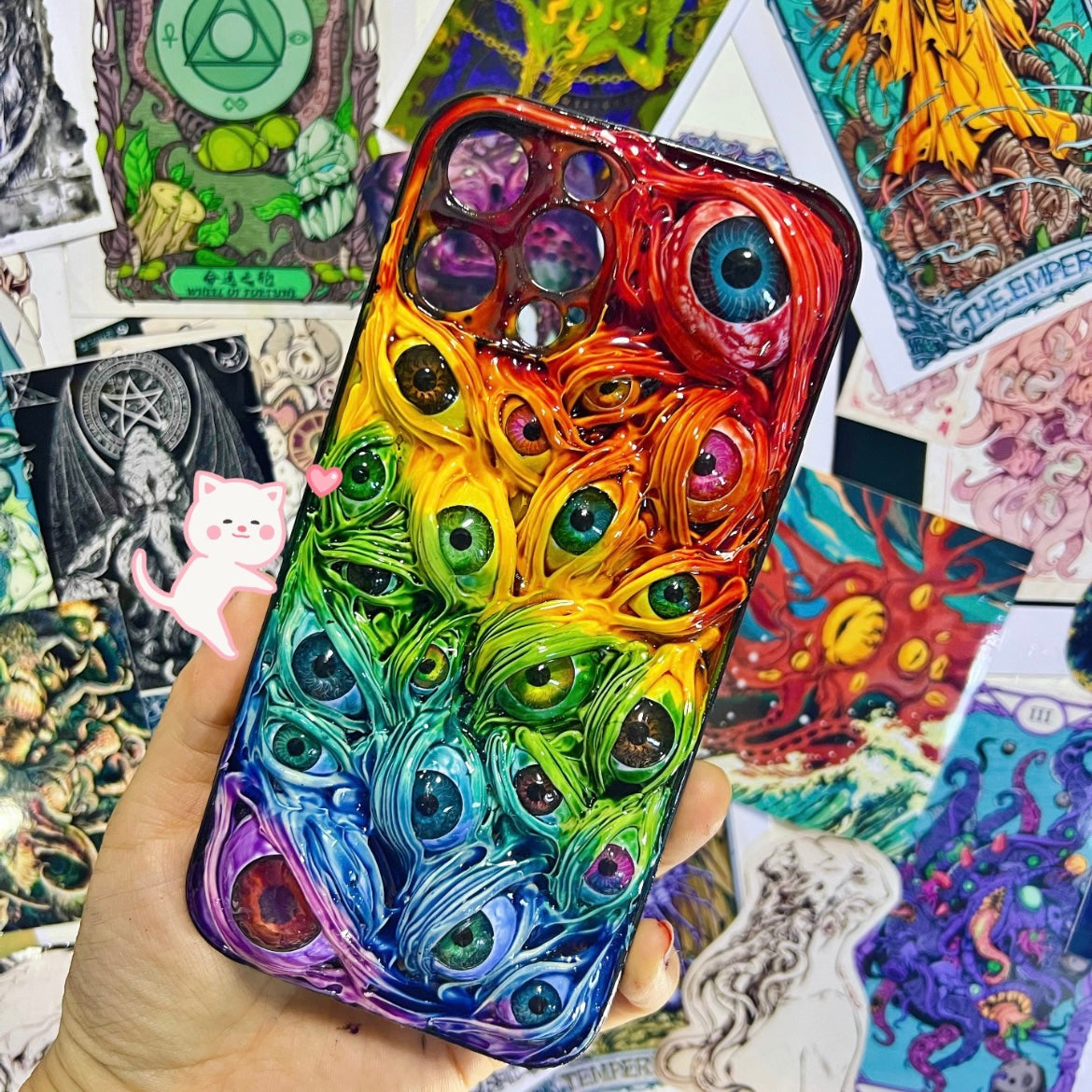 Rainbow Color Handmade 3D Eyeball Horror Phone Case