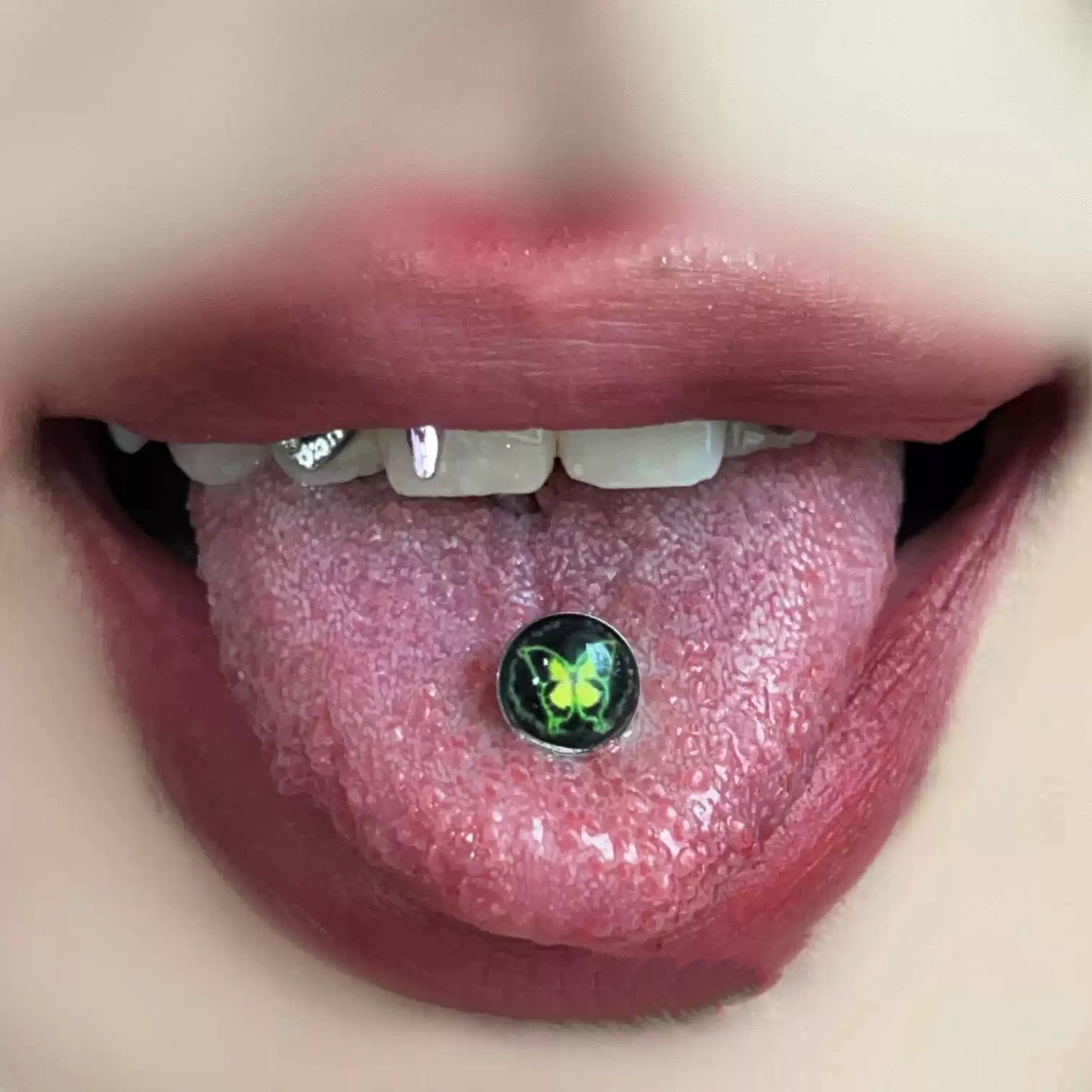 Gothic Multi-Color Butterfly External Threaded Tongue Ring