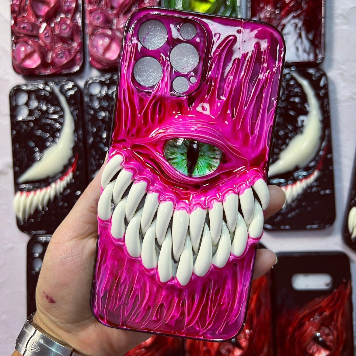 Handmade Bright Red Monster Horror Phone Case