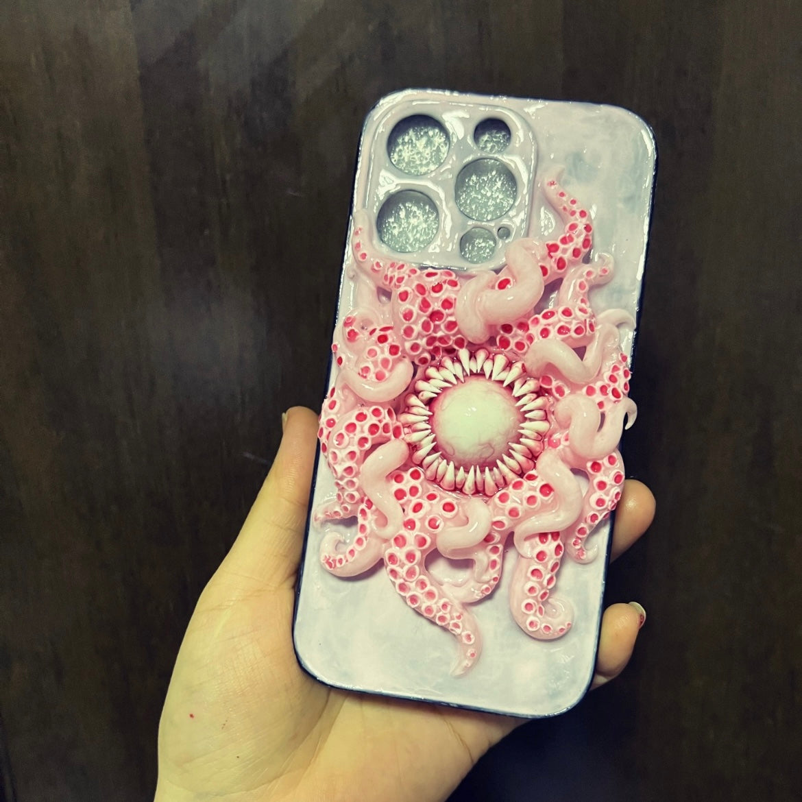 Handmade Gothic Pink Octopus Tentacle Horror Phone Case