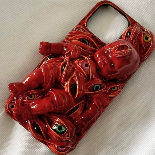 Gothic Red Scary Doll Handmade Phone Case