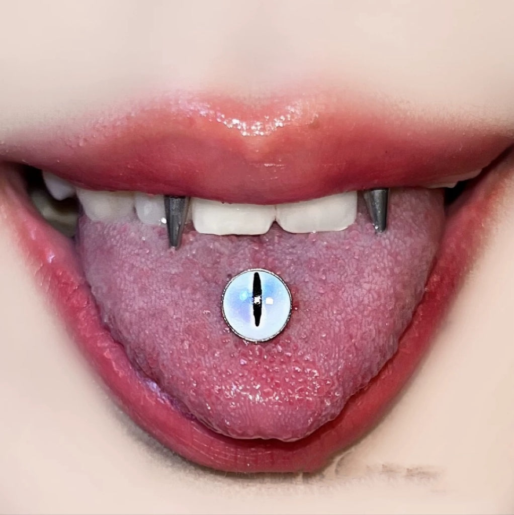 Multi-Color Gothic Cat's Eye Tongue Barbell